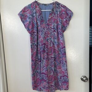 Floral V-Neck Dress in Pink and Purple